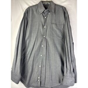 T. Harris‎ London Mens Button Down Long Sleeve Herringbone Shirt XL 100% Cotton